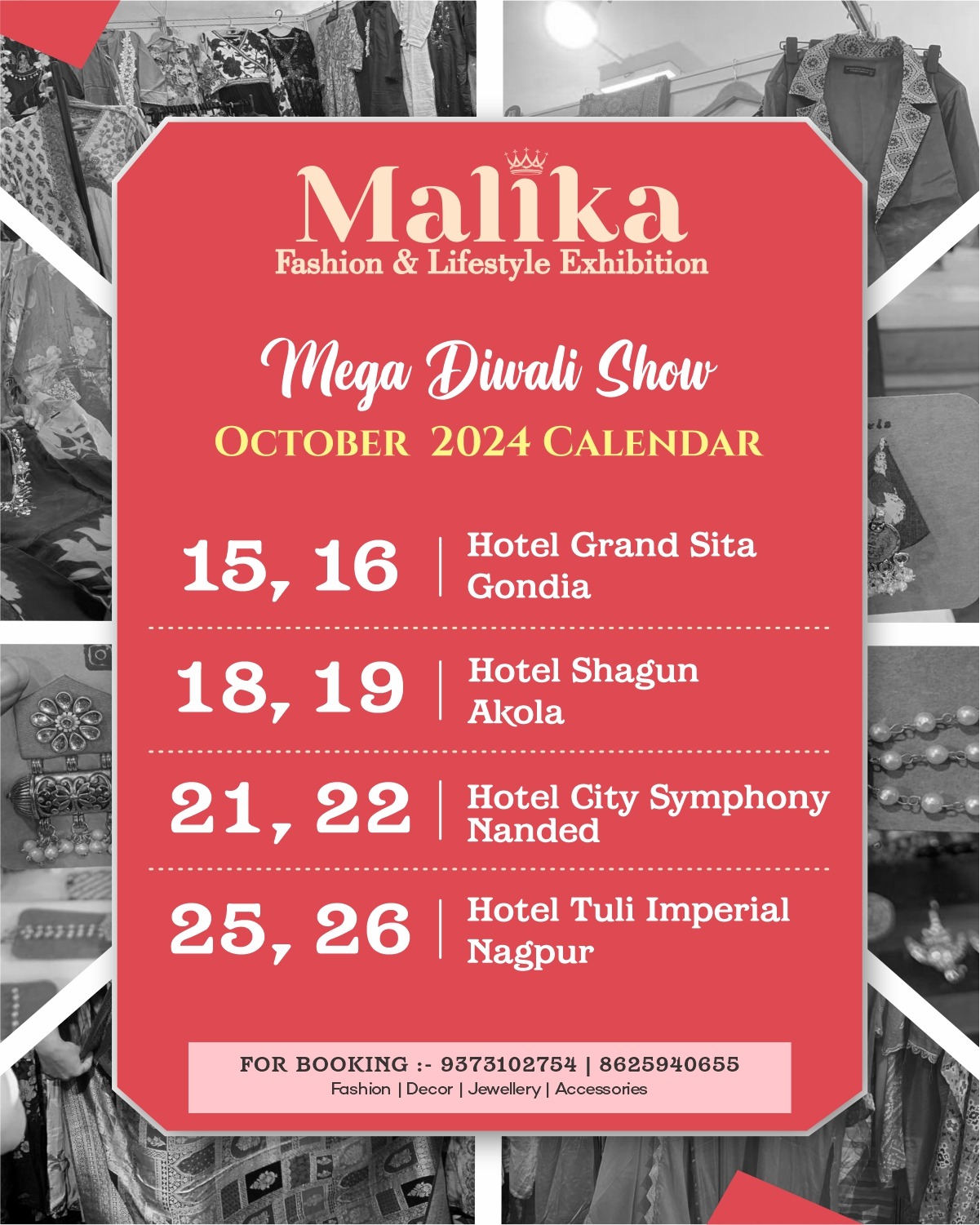 Malika Fashion & Lifestyle Exhibition Mega Diwali Show October 2024